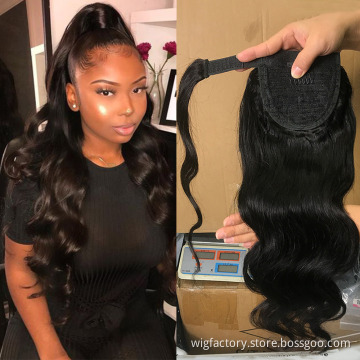 100 human hair extensions ponytail hair naturel, 10" to 26" body wave long ponytail extension, clip in ponytail human hair